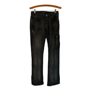 Ellus Saopaulo Black Women's Jeans 36 Cargo Flare Zippers Denim Made In Brazil